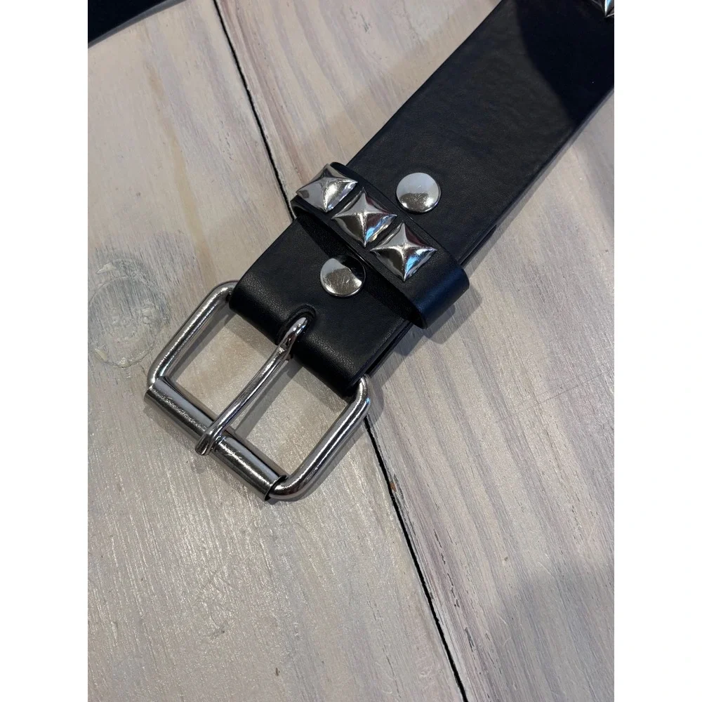 Black Silver Pyramid Studded Belt Punk Rock Goth Emo Y2K Grunge SM 15820764